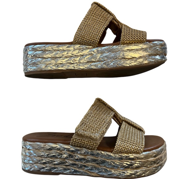 Zodiac Izzy Gold & Sliver Woven Chunky Raffia Platform 2” Sandals Size 8.5 - Picture 8 of 12